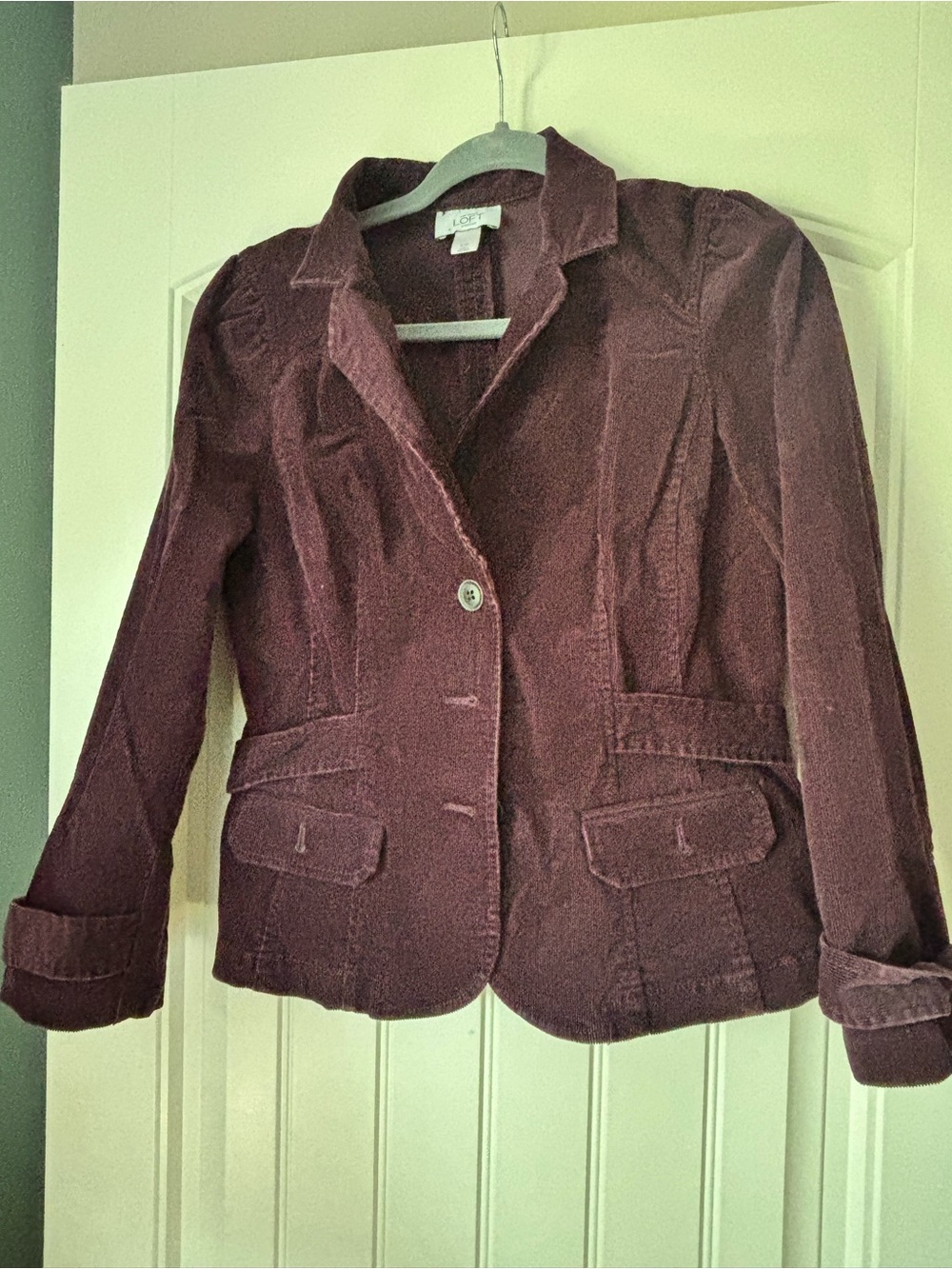 LOFT Women's Burgundy Corduroy Blazer 10P